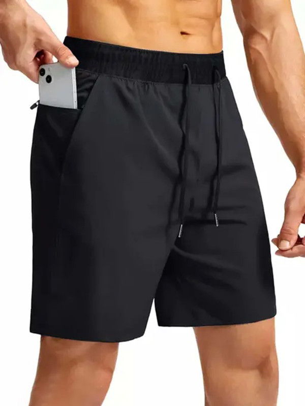 ASM RiseFit Solid Men Black Gym Shorts, Running Shorts, Sports Shorts