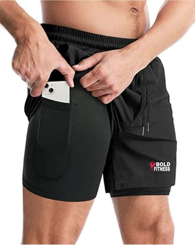 BOLD FITNESS Solid Men Black Sports Shorts