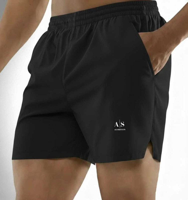 as faision Solid Men Black Gym Shorts