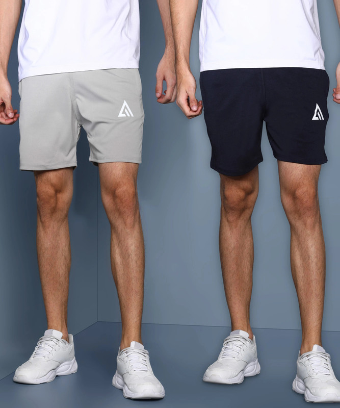Adrenex Solid Men Black, Grey Basic Shorts