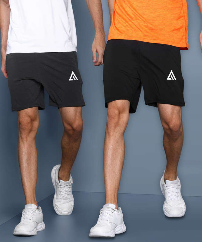 Adrenex Solid Men Black, Grey Basic Shorts