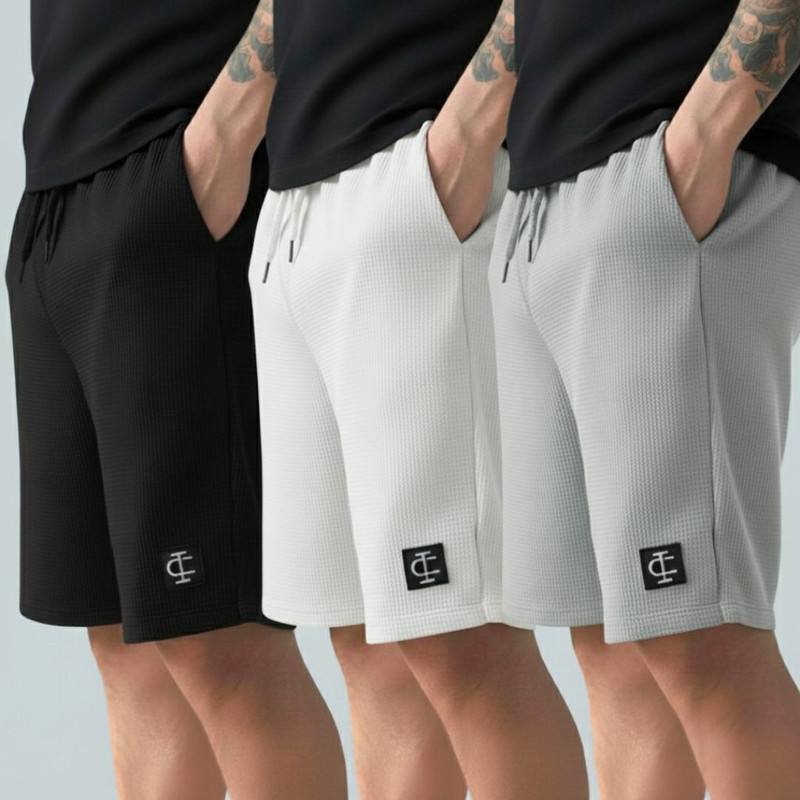INDICLUB Self Design Men Black, Dark Grey, Silver Sports Shorts