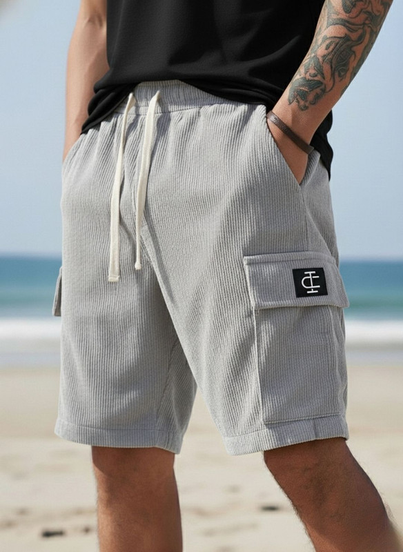 INDICLUB Self Design Men Silver Cargo Shorts