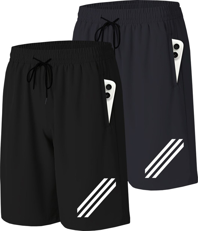 AVOLT Solid Men Grey, Black Sports Shorts