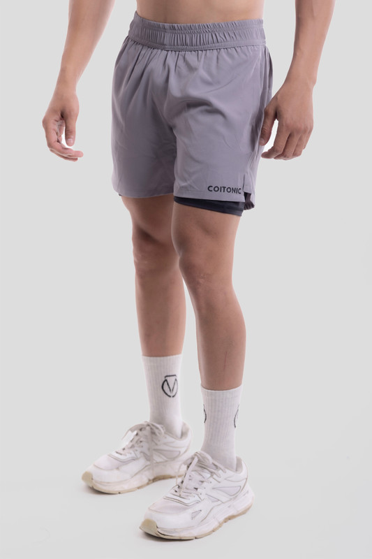 COITONIC Solid Men Grey Sports Shorts
