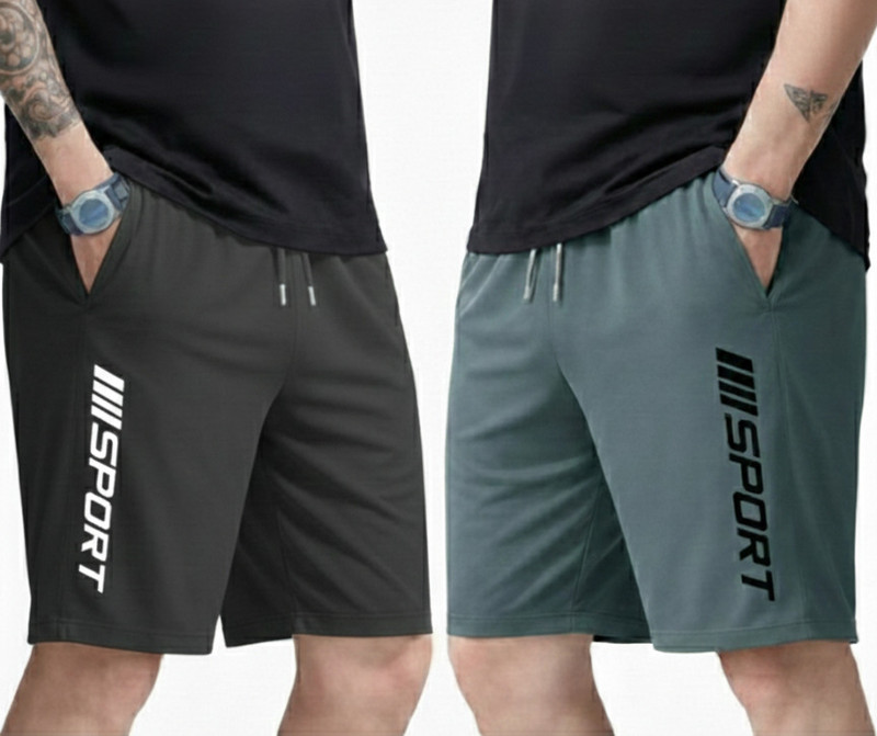 FLYZEN Solid Men Dark Grey Regular Shorts