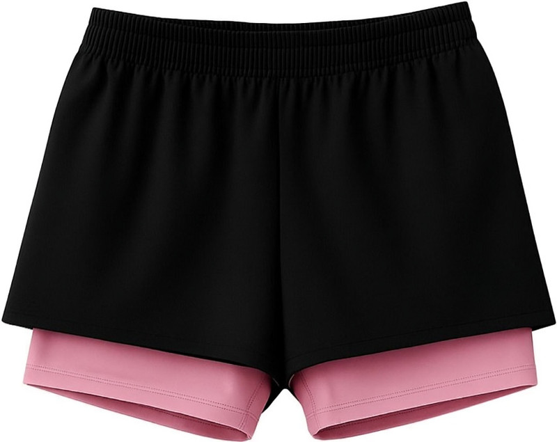 House Of Fusion Solid Women Black, Pink Gym Shorts, Cycling Shorts, Running Shorts, Sports Shorts, Casual Shorts