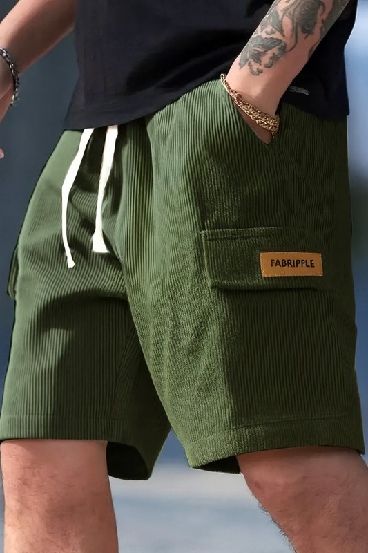 sti Self Design Men Green Cargo Shorts