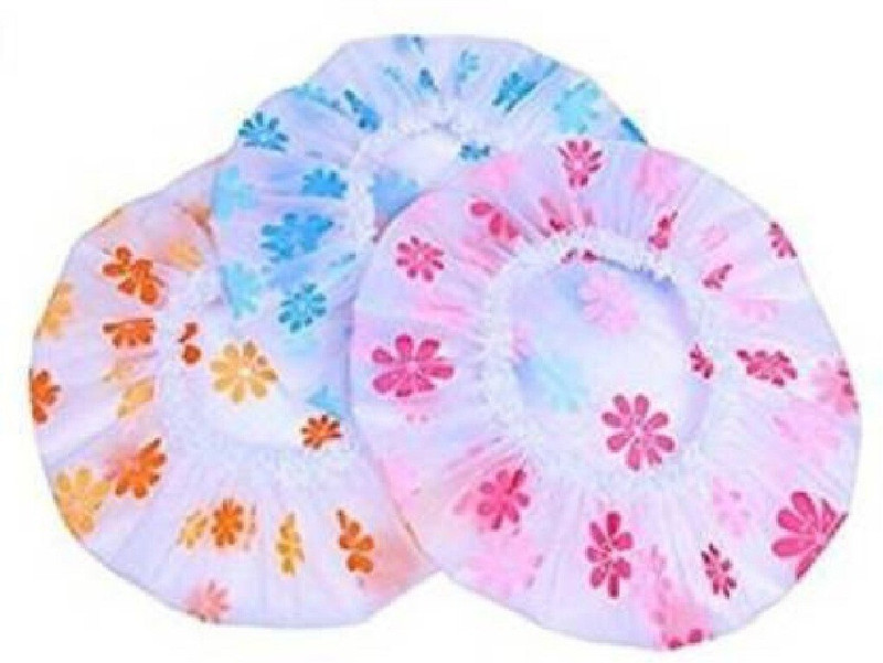 avnish Reusable Waterproof Elastic Free-Size Bathroom Shower Caps men & women (pack of 3) Multicolor