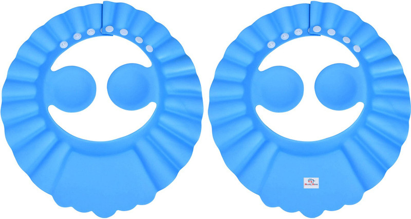 Heart Home Soft Adjustable Visor Hat Safe Shampoo Shower Bathing Protection Bath Cap for Toddler, Baby, Kids, Children-Pack of 2 (Blue)