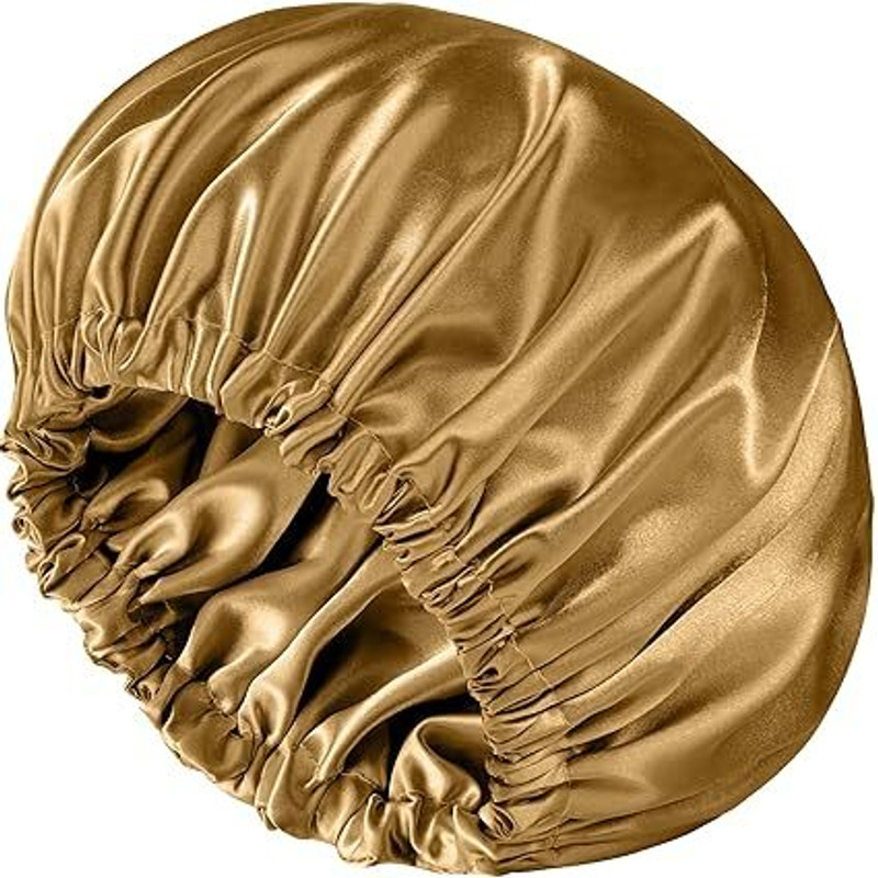 vartin Gold Satin Luxury Bonnet Hair Double Layer Reversible for Women (Pack Of 1)