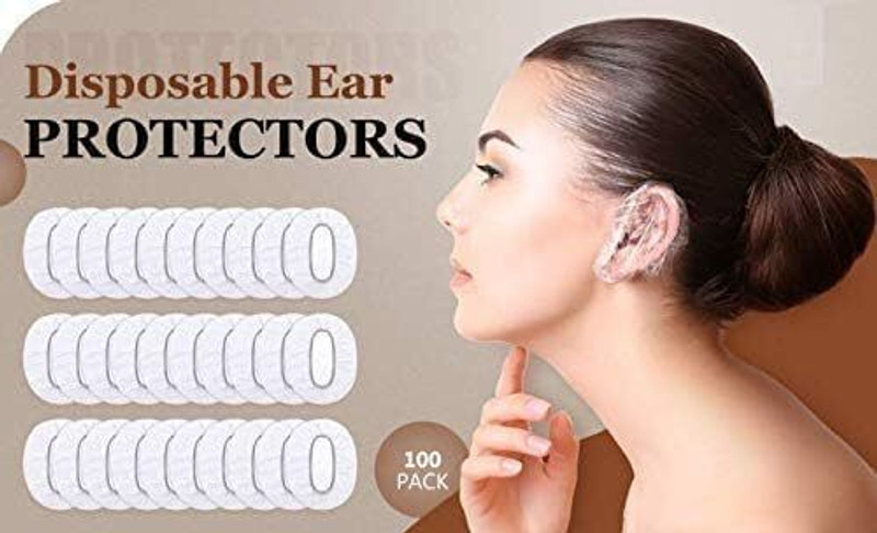 MAITRI ENTERPRISE 100Pc Clear Ear Protector Waterproof Ear Covers for Hair Dye,Shower,Salon,Spa369