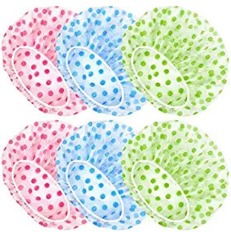 avnish Waterproof Bath Cap Hat Elastic Shower Hat Reusable Bath Head Hair Cover For Women Salon Shower Bath Supplies (6 pair)