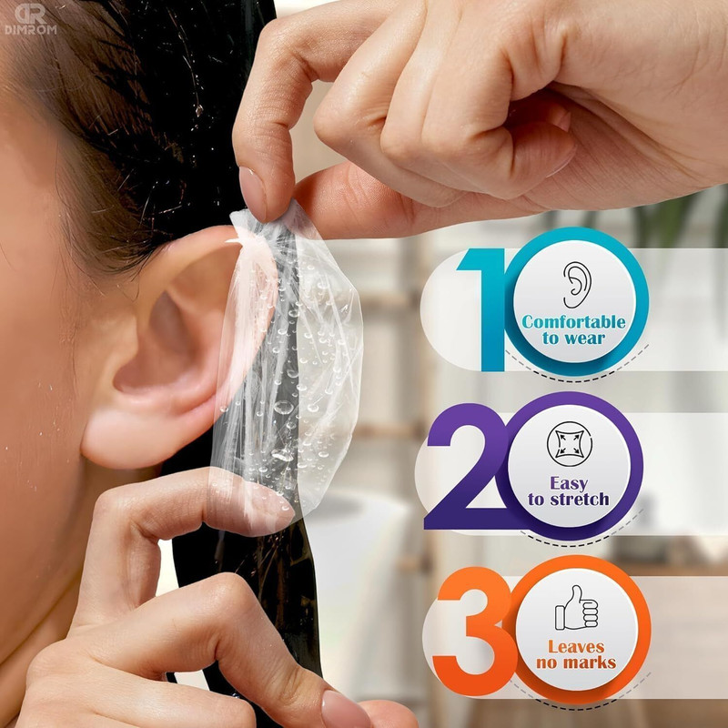 MAITRI ENTERPRISE 100Pc Clear Ear Protector Waterproof Ear Covers for Hair Dye,Shower,Salon,Spa182