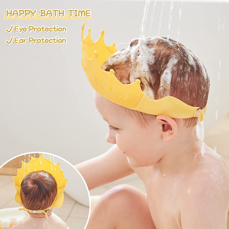 Blue Drizzle Leakproof Baby Shampoo Cap Crown Design Bath Head Shield