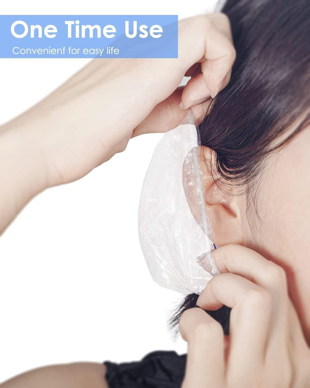 DN BROTHERS 100Pc Clear Ear Protector Waterproof Ear Cover for Hair Dye,Shower,Salon,SpaD384