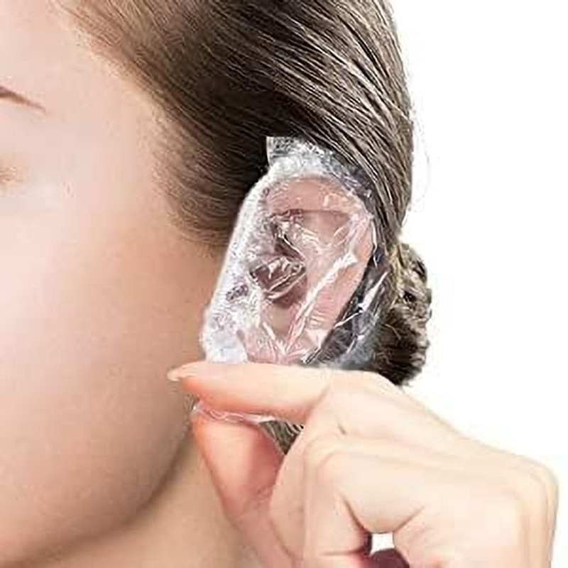 WAIRIT 100Pcs Clear Ear Protector Waterproof Ear Cover for Hair Dye,Shower,Salon,W296