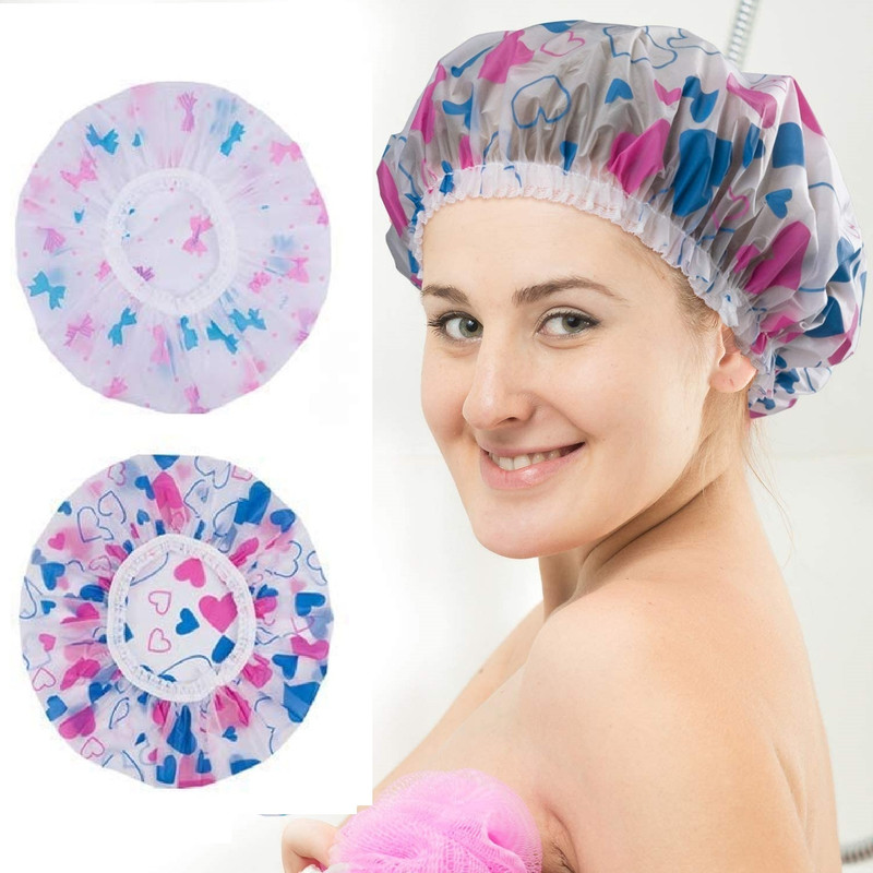 JSBM GROUP Shower Caps Reusable Waterproof Free Size Bathroom Head Cap For Home