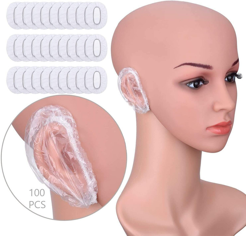 WAIRIT Waterproof 100 Pcs Clear Disposable Ear Caps for Hair Coloring & Bathing W218