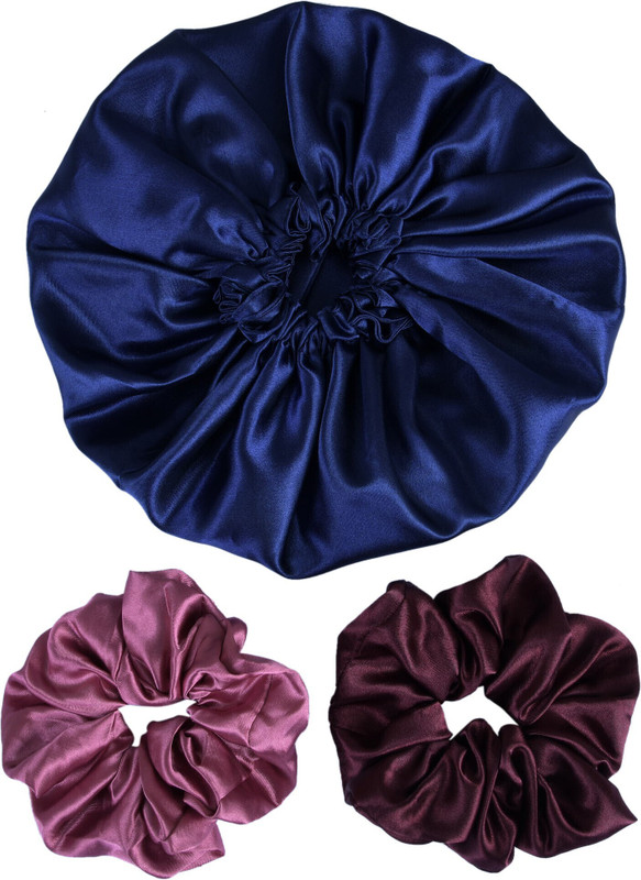 NNR Satin Silk Bonnet for Hair And skin care, Shower Cap & Scrunchies Combo