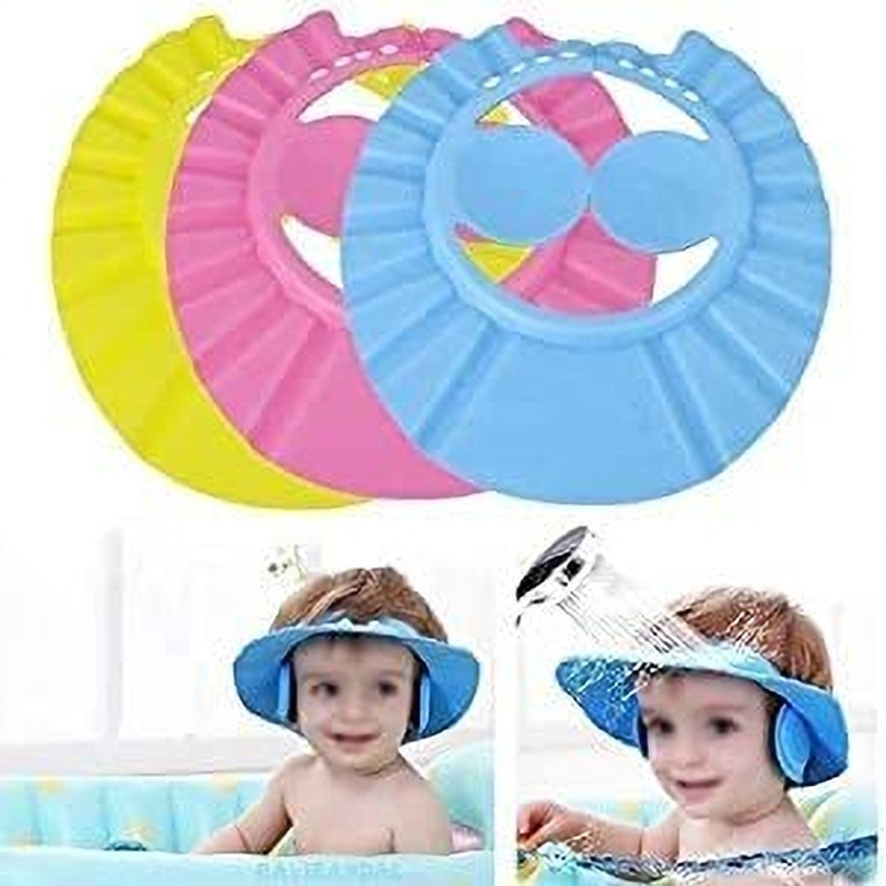 ShreeHariTrad Adjustable Baby Safe Shower Cap/ Bath Cap (0-3 Years) Multicolor Pack Of 1