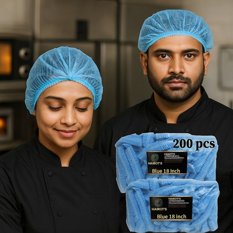 hairotis Disposable Blue Hair Cap 18 Inch 200 pcs for Surgical Hotel Food Kitchen Bakery