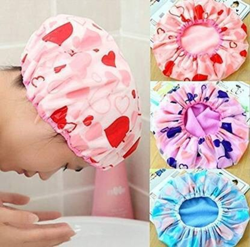 valenzers 6 Pes Packing Set Premium & High Quality Reusable & Waterproof Bathroom Shower Cap With Elastic Band for Woman & Girl (pack of 6)