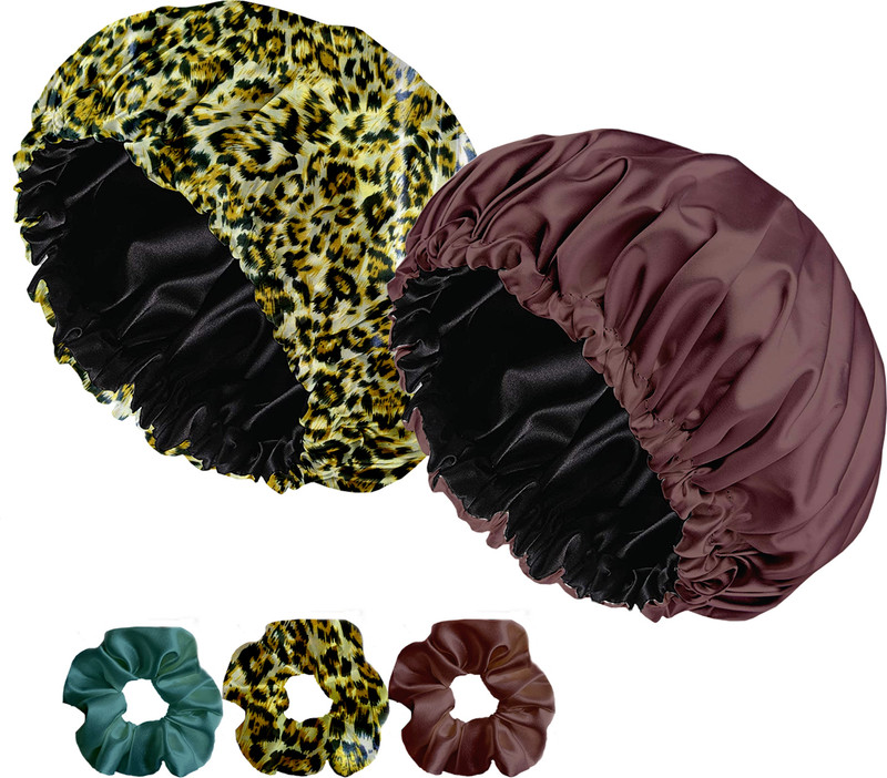 Avirons Adjustable Pure Satin Hair Bonnet with 3 Scrunchies