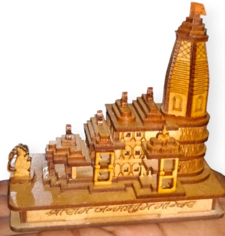Haridwar Divine Haridwar Divine Handcrafted Shri Ram Mandir Ayodhya 3D Model Decorative Showpiece - 12 cm(Wood, Brown)