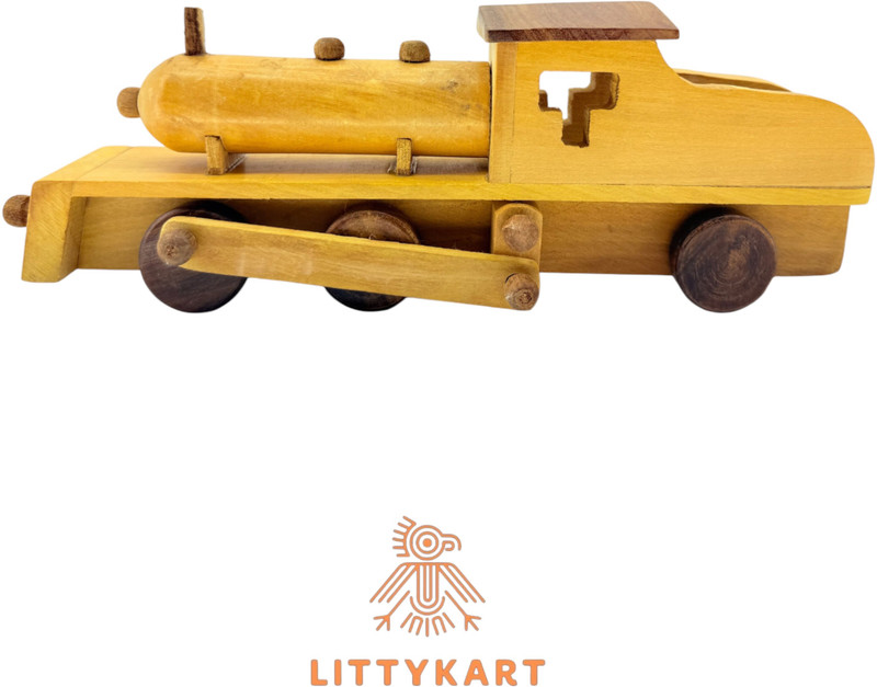 Littykart Handcrafted Wooden Rail Engine Toy for Kids(Brown, Pack of: 1)
