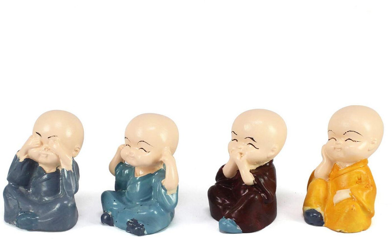 pravia 4Pcs Buddha Monk Statue-1(Multicolor)