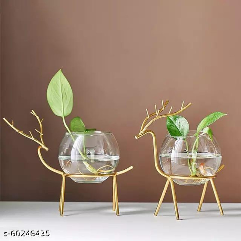 New Innovative Handicrafts Decorative Showpiece - 26 cm(Metal, Glass, White)