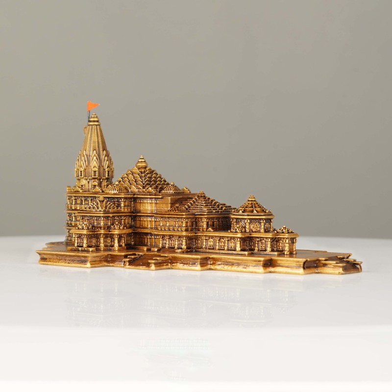 ARTARIUM Ram Mandir Ayodhya Model Authentic Design Ideal for Home Temple Decorative Showpiece - 9.5 cm(Resin, Brown)