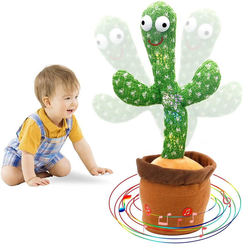 Onshhm Dancing Cactus Voice Repeat,Recording 120 Songs Sunny Cactus Singing Toy(Multicolor)