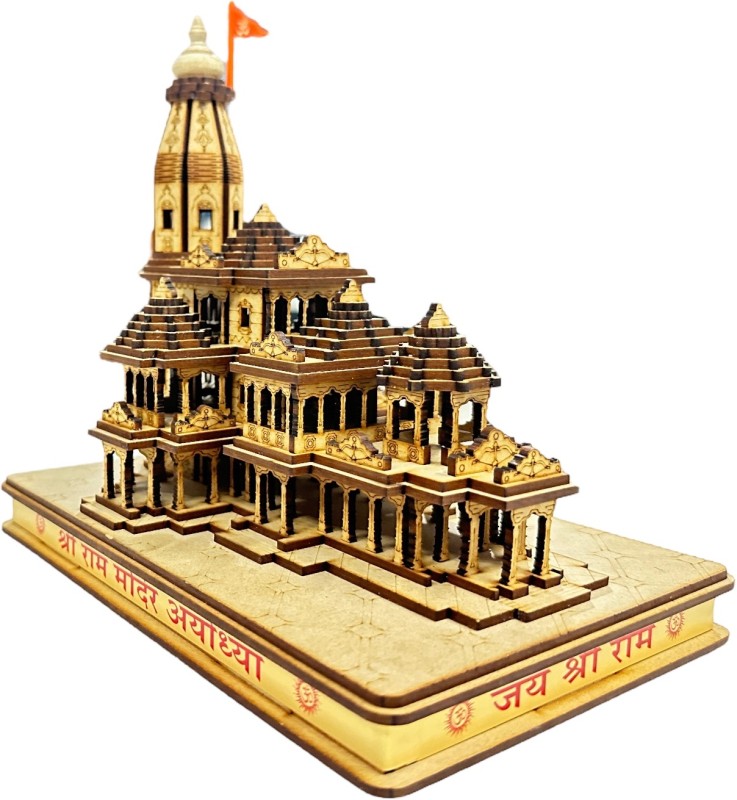 LaaYaBaKi Shri Ram Janmbhoomi Ram Mandir Model Decorative Showpiece - 17 cm(Wood, Brown)