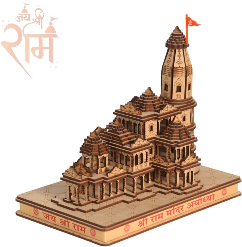 LaaYaBaKi Shri Ram Janmbhoomi Ram Mandir Model Decorative Showpiece - 17 cm(Wood, Brown)