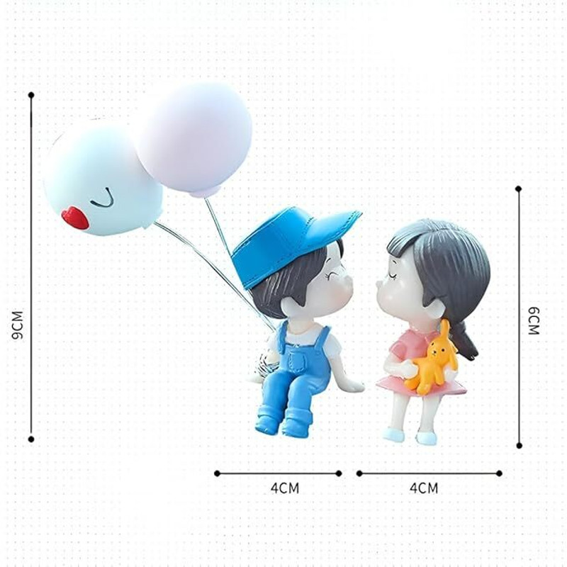 Skyaetheron Cute Cartoon Couple Dashboard Figurines Car Dash Indicator Lamp