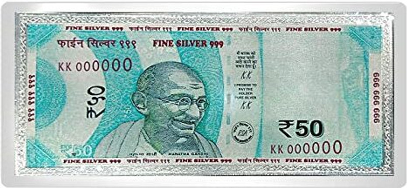 Altrona 999 Fine Pure Silver 50 Note | Collectible Gift Item with Gift Box IDiwali Gift Silver Note Gag Toy