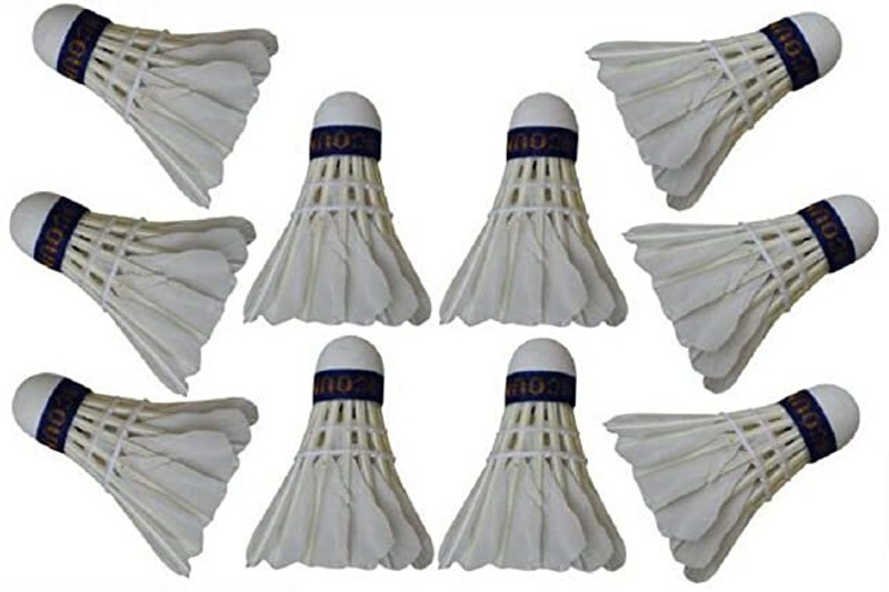 LEVRIX Feather Badminton shuttlecock pack of 3 Feather Shuttle  - White(Fast, 79, Pack of 10)