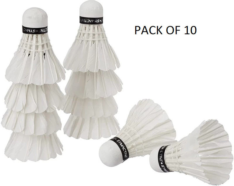 MOLCARO (Pack of 10 Pcs White Feather Badminton Shuttlecocks Feather Shuttle - White(Medium Fast, 78, Pack of 1)