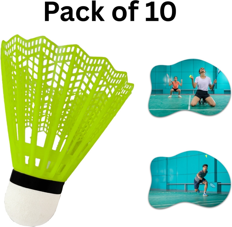 NV COLLECTION Value Pack Nylon Shuttlecocks for Practice Use Plastic Shuttle  - Multicolor(Medium, 77, Pack of 10)
