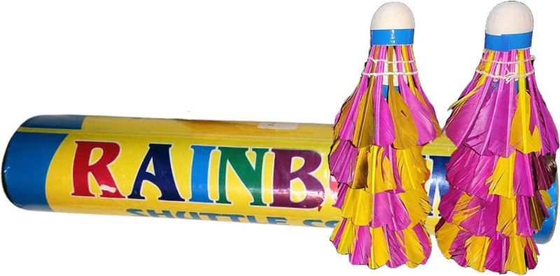 winexsports Colorful Badminton Feather Shuttlecock – Smooth Spin, Strong Flight Feather Shuttle - Multicolor(Medium Fast, 78, Pack of 10)