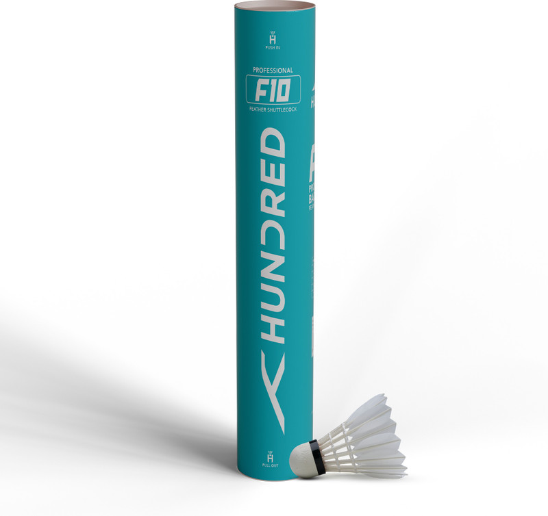 Hundred F10 Feather Shuttlecocks | Tournament-Grade Feather Shuttlecocks, Speed 77 Feather Shuttle  - White(Medium, 77, Pack of 12)