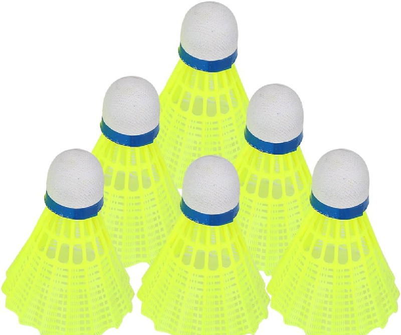 Mastermart Shuttlecock FX Nylon Plastic Shuttle - Yellow(Medium Fast, 78, Pack of 6)