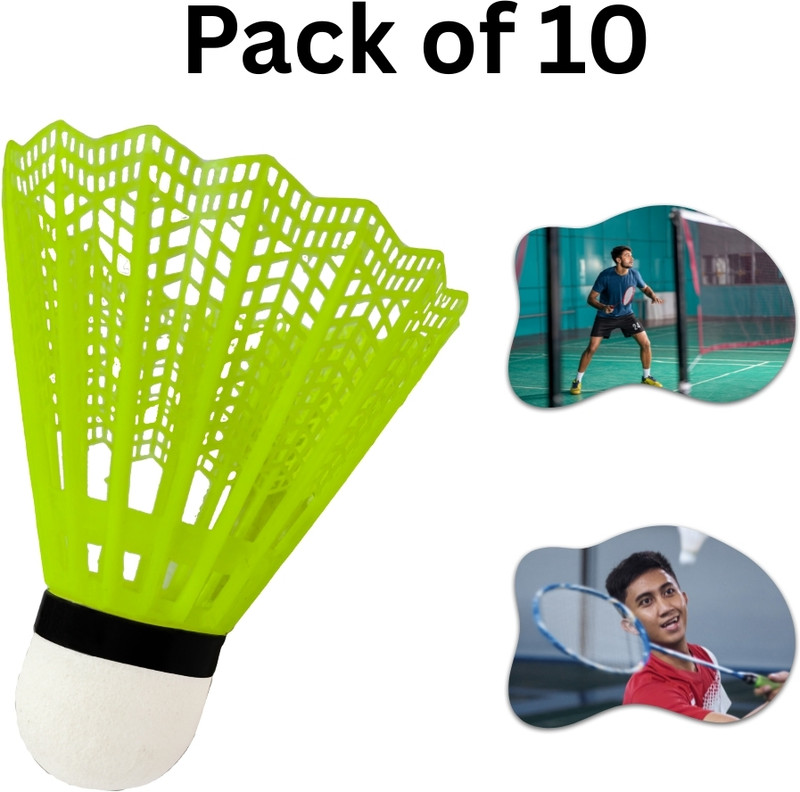 NV COLLECTION Nylon Badminton Practice Shuttles with balanced flight Plastic Shuttle  - Multicolor(Medium, 77, Pack of 10)