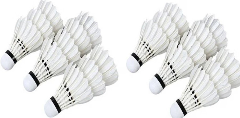 EmmEmm 20 Pcs Feather Shuttlecock Others Feather Shuttle  - White(Medium, 77, Pack of 20)