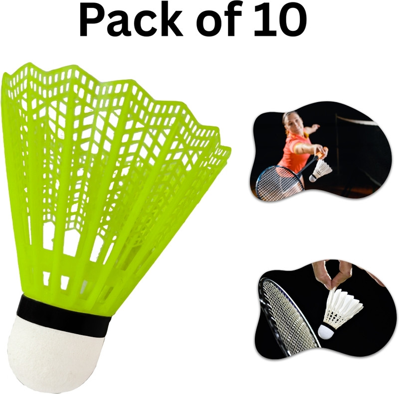 NV COLLECTION Practice like a pro with this Premium Nylon Badminton Shuttle Plastic Shuttle - Multicolor(Medium, 77, Pack of 10)