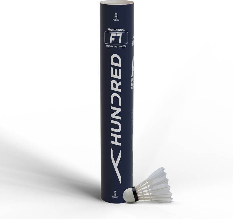 Hundred F7 Feather Shuttlecock | Professional Feather Badminton Shuttlecocks Speed 76 Feather Shuttle  - White(Medium Slow, 76, Pack of 12)