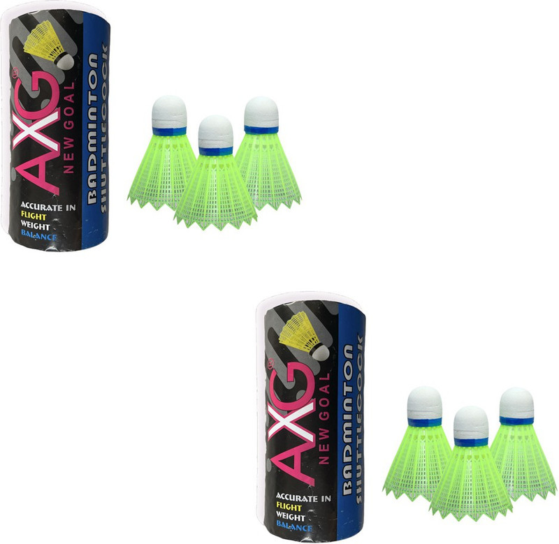 AXG NEW GOAL Basic and Durable (Pack Of 6) Nylon Shuttle - Green(Medium, 77, Pack of 6)