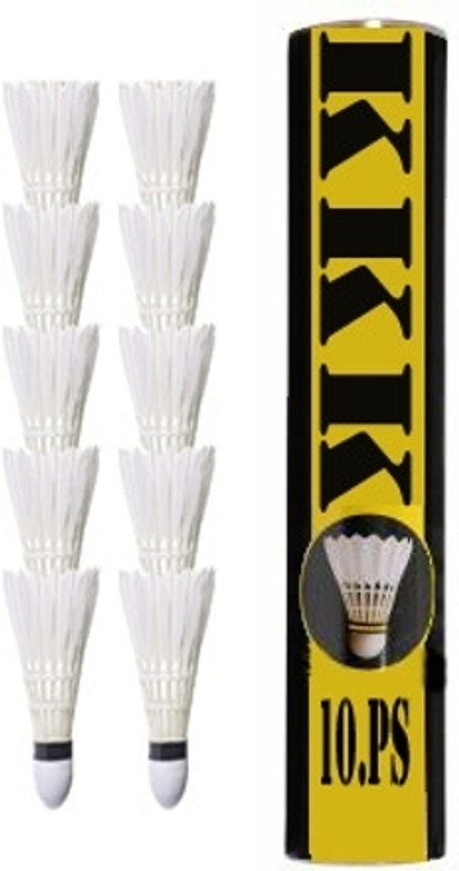 Chhabra Kreation Feather shuttlecock 10ps box(White) Feather Shuttle  - White(Medium, 77, Pack of 10)